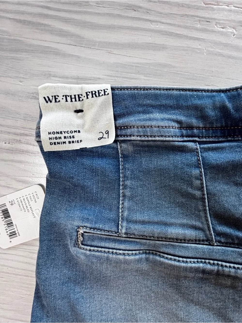 Free People We The Free Honeycomb High Rise Denim Brief Micro Shorts Size 29